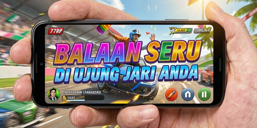 Screenshot gameplay 77RP menampilkan balapan mendebarkan di trek berliku.
