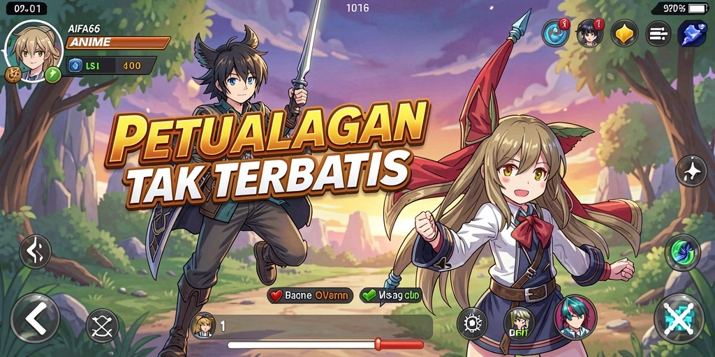 Tampilan menarik dari gameplay AIFA66 yang penuh dengan karakter anime.