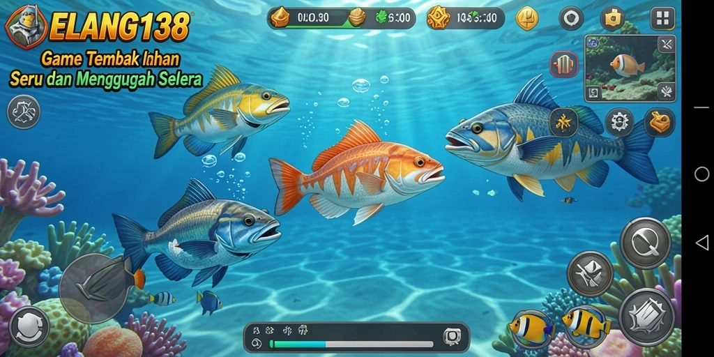 Tampilan gameplay seru dalam ELANG138 saat menembak ikan.