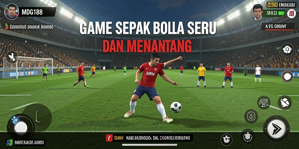 Tampilan gameplay seru di MDG188 dengan aksi sepak bola yang menegangkan.