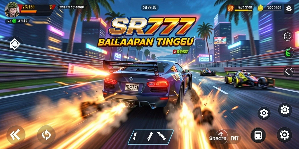 Screenshot utama SR777 menampilkan adrenalin balap yang mendebarkan.