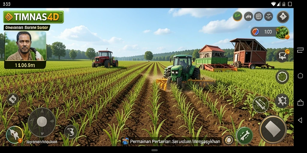 Tangkapan layar gameplay menunjukkan keseruan bertani di TIMNAS4D.